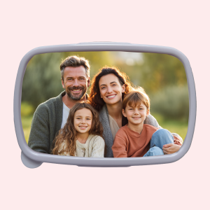 Familiefoto op broodtrommel bedrukken | Broodtrommel met familiefoto | Broodtrommel met eigen ontwerp