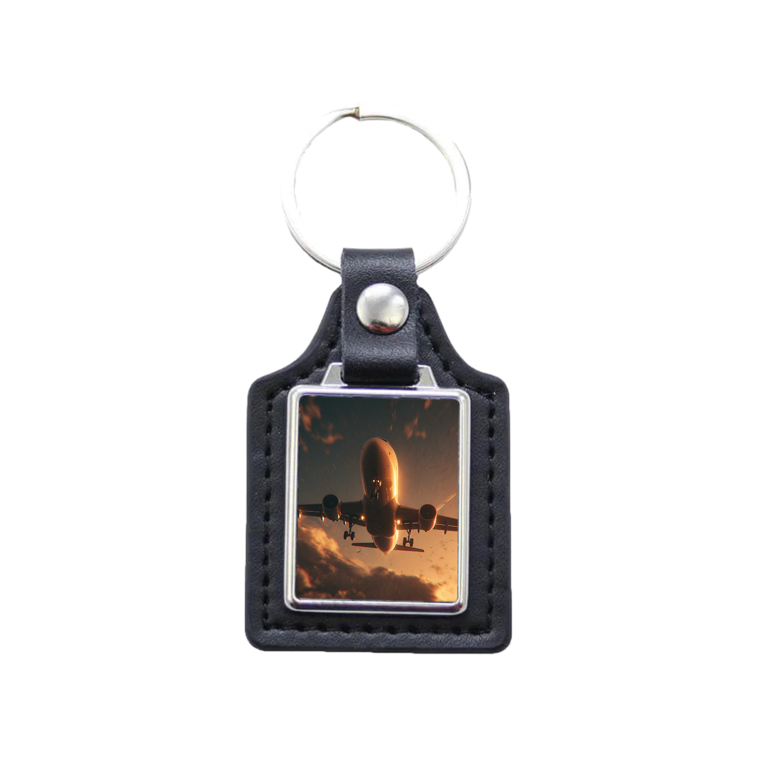 Sleutelhangers bedrukken | Sleutelhangers met foto | Aluminium sleutelhanger leder rechthoek